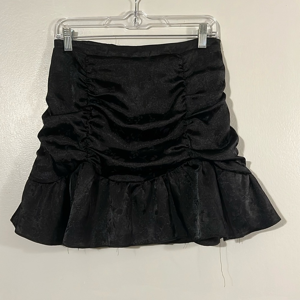 Wild Fable black satin ruffle skirt with side zip closure